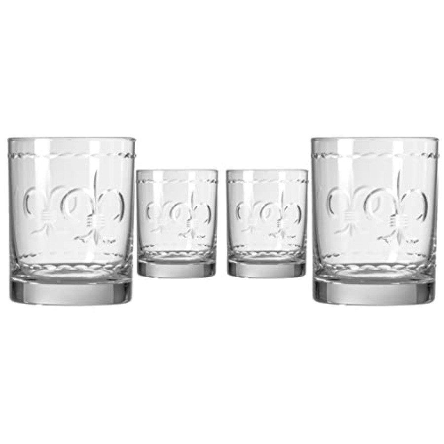 Old Fashioned Glass - Fleur De Lis Double Old Fashioned
