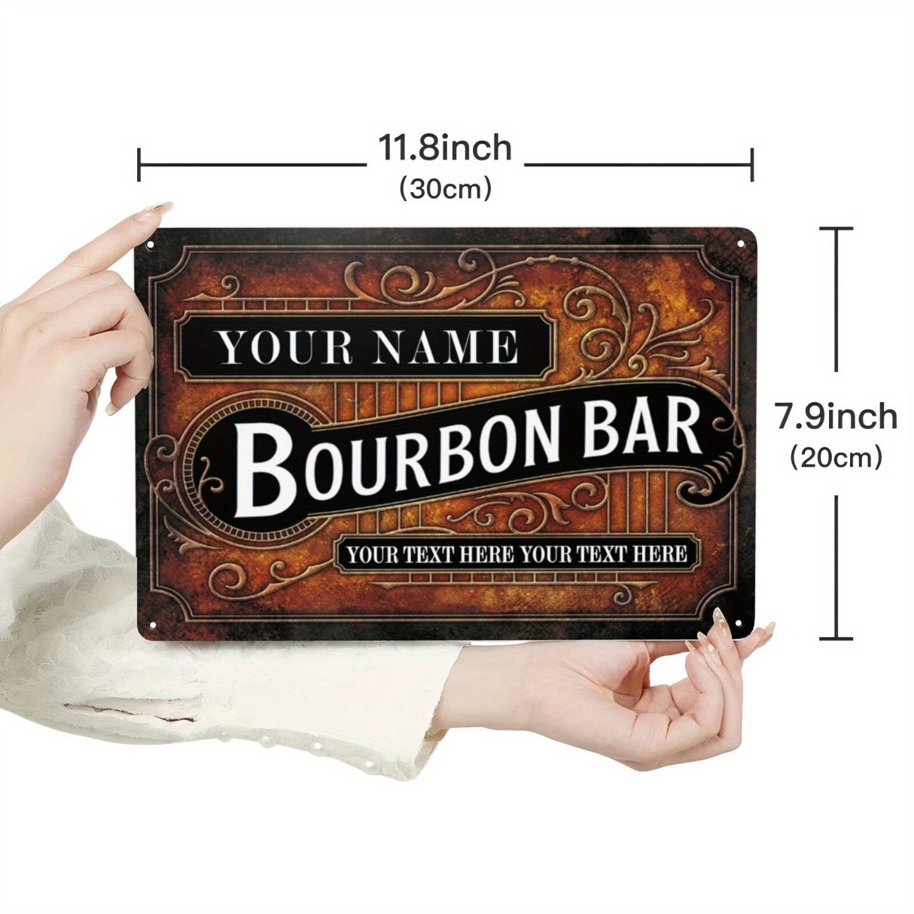 Home Bar Signs - Custom Name Vintage Bourbon Bar Aluminum