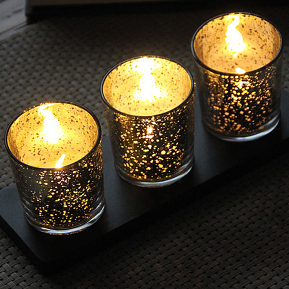 Home Bar And Restaurant - Golden Mercury Glass Votive Holder Tea