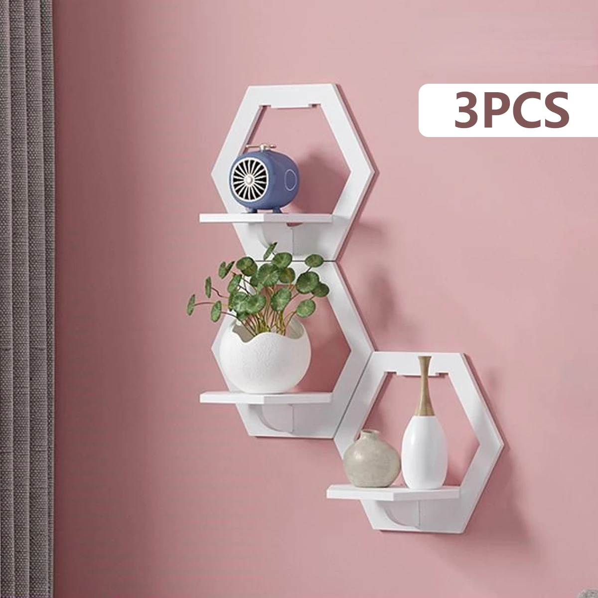 3Pcs Hexagon Wall Shelf Punch  - Home Bar Shelves incelemesi ve fiyatı
