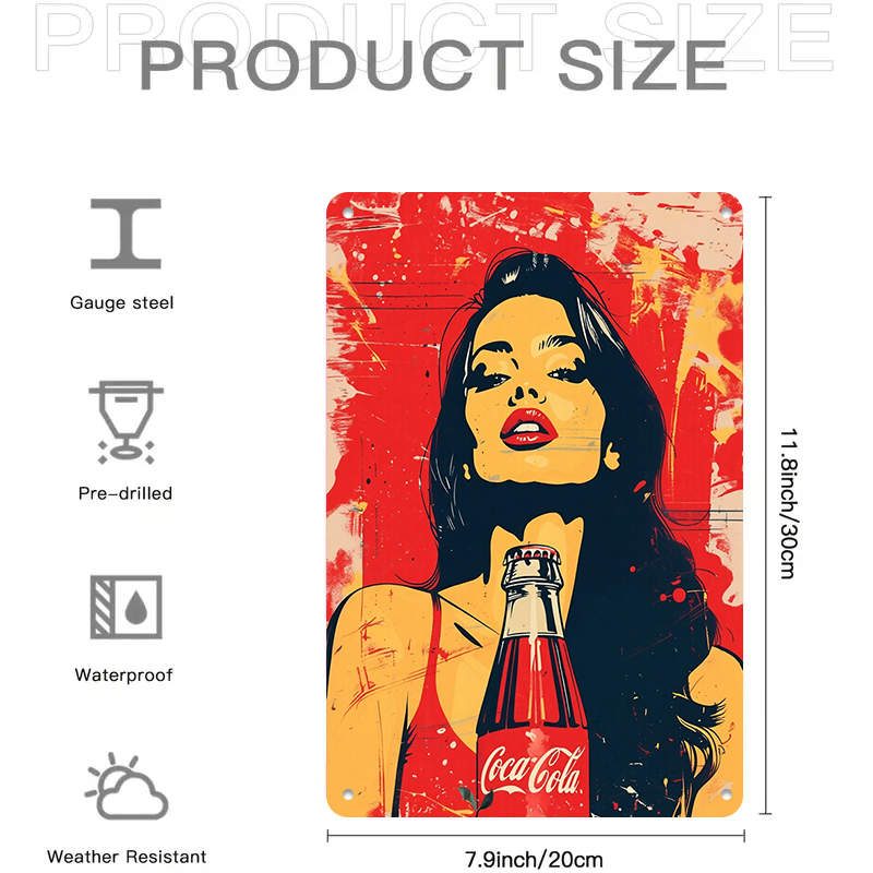 1PC 2D flat vintage Coca Cola  - Home Bar And Coffee incelemesi ve fiyatı