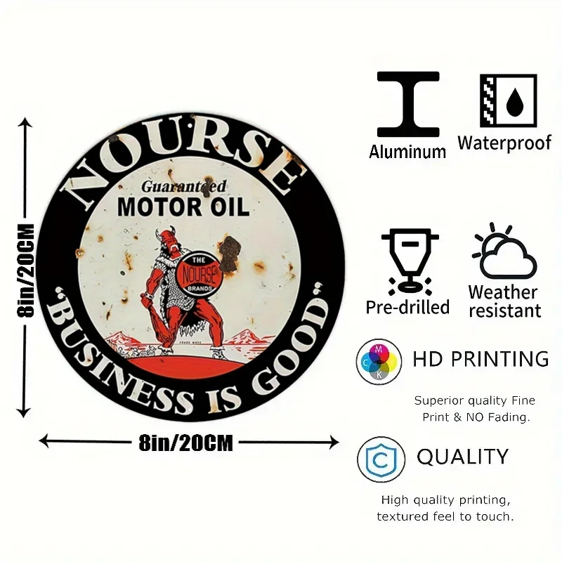 Vintage Motor Oil Sign Round M - Home Bar And Restaurant incelemesi ve fiyatı