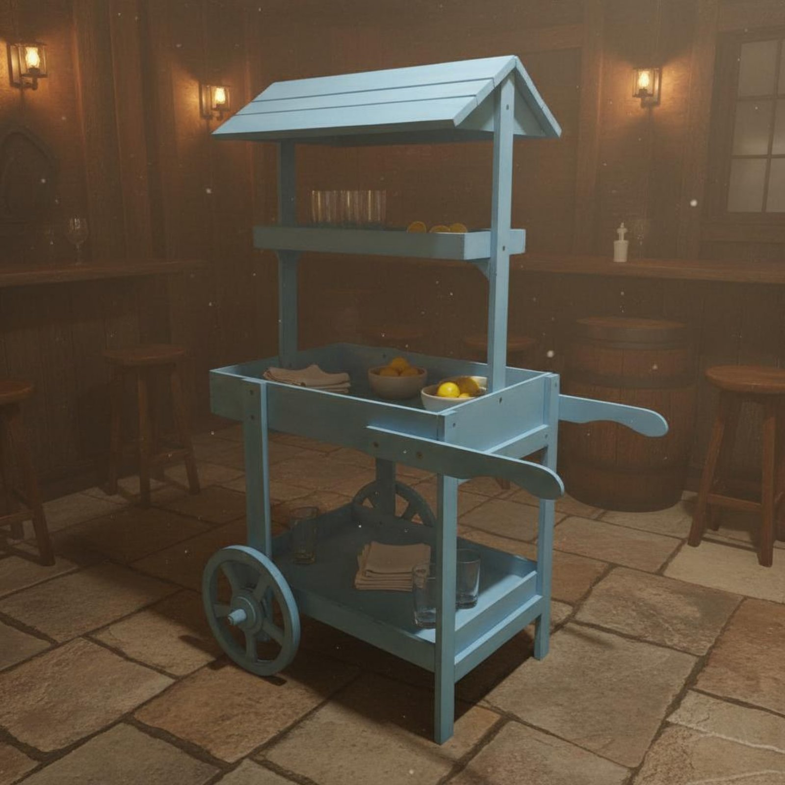 Rustic Display Trolley Wheeled - Home Bar Shelves incelemesi ve fiyatı
