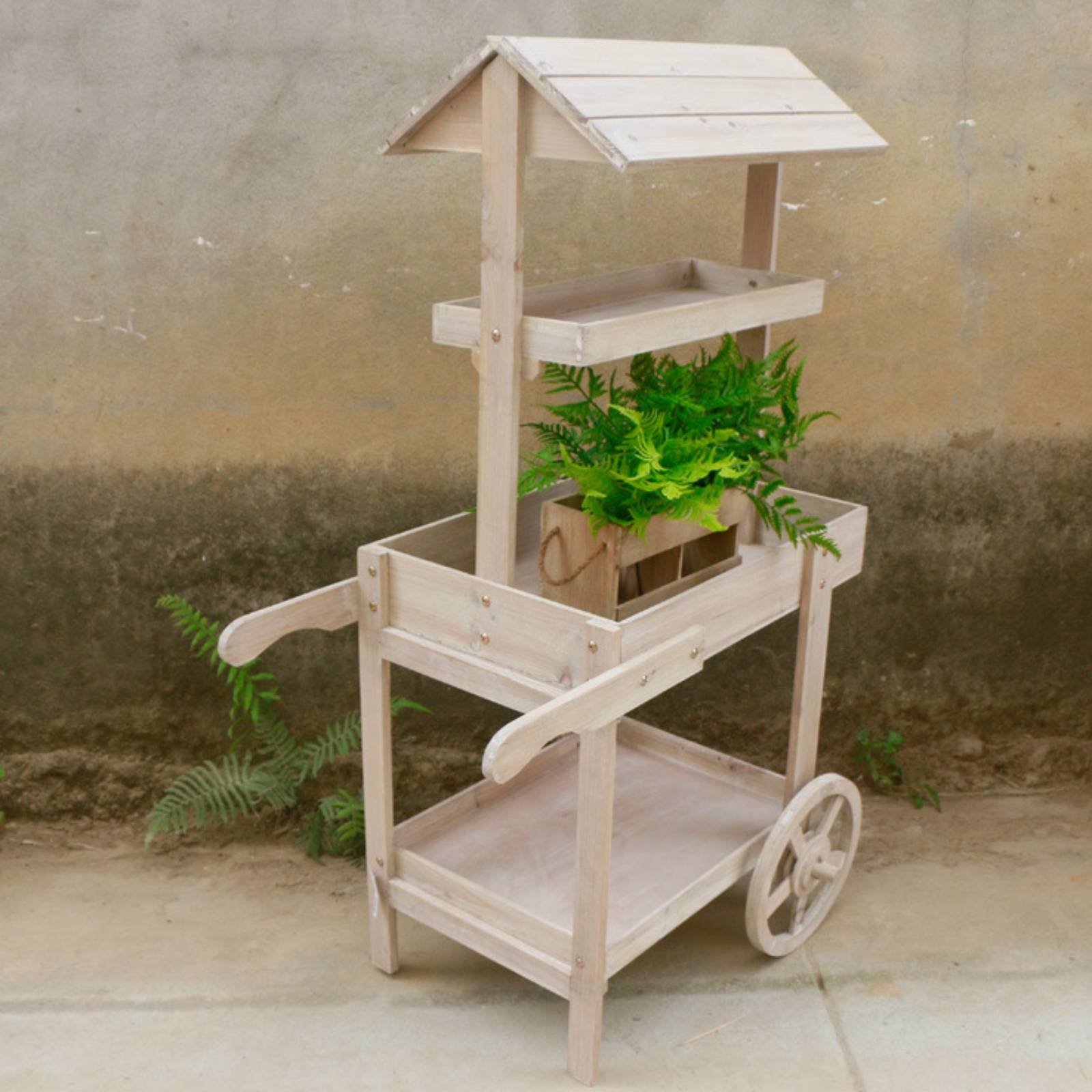 Rustic Display Trolley Wheeled - Home Bar Shelves incelemesi ve fiyatı