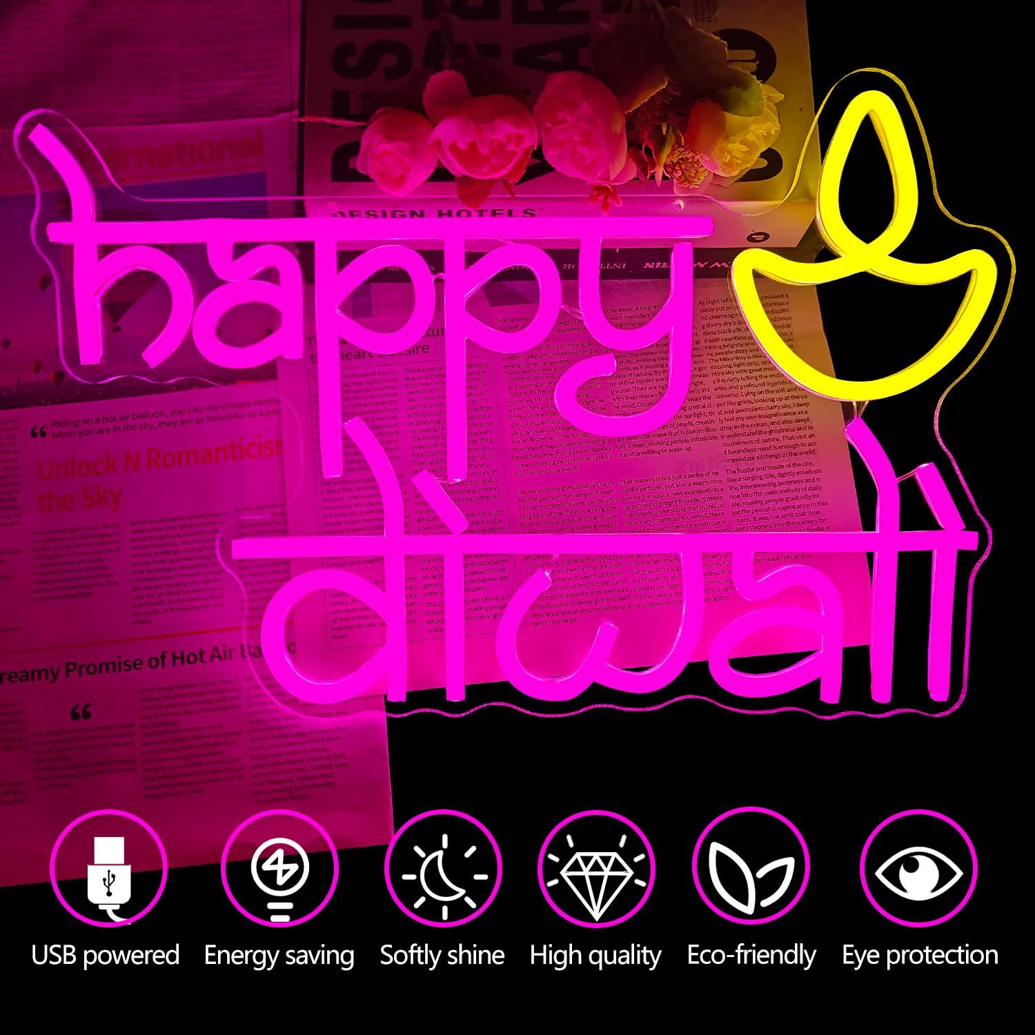 Happy Diwali Neon Sign USB Pow - Home Bar Signs incelemesi ve fiyatı