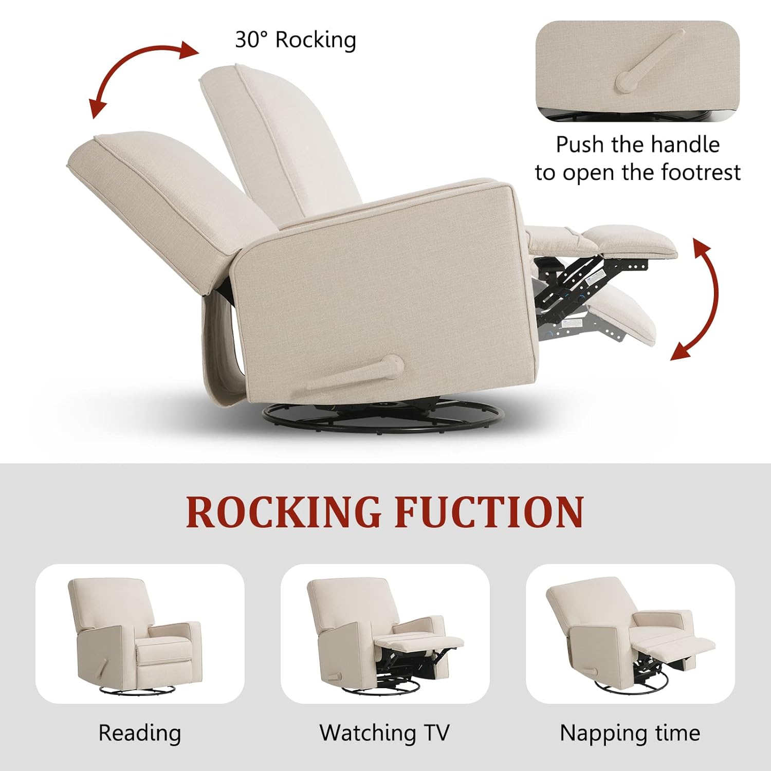 Swivel Rocker Recliner Chair - - Home Barcelona incelemesi ve fiyatı