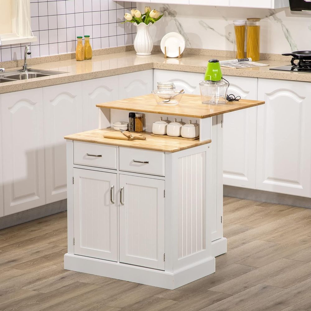 White Kitchen Island with Stor - Home Bar And Cabinet incelemesi ve fiyatı