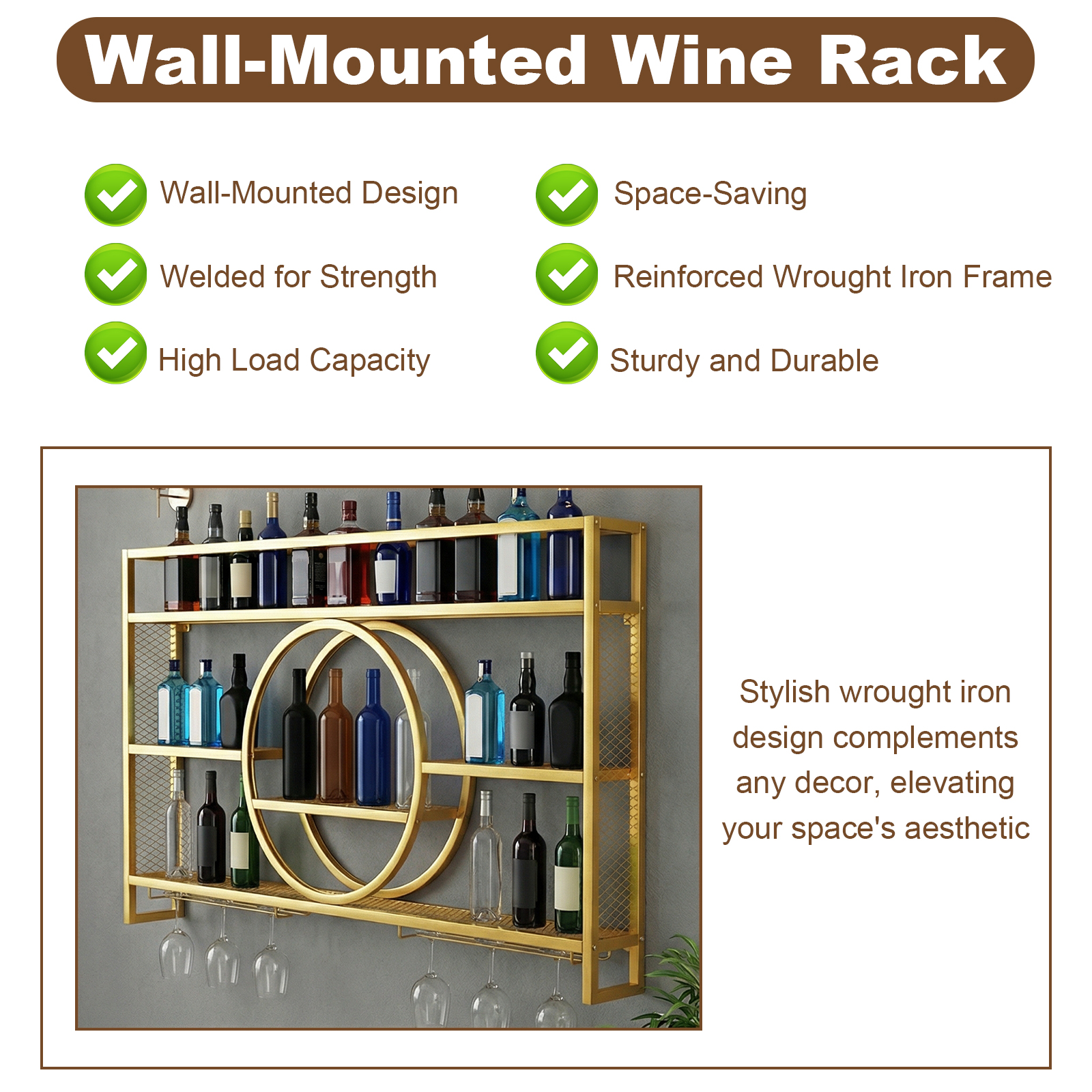 Wine Glass Rack Floating Bar S - Home Bar Shelves incelemesi ve fiyatı