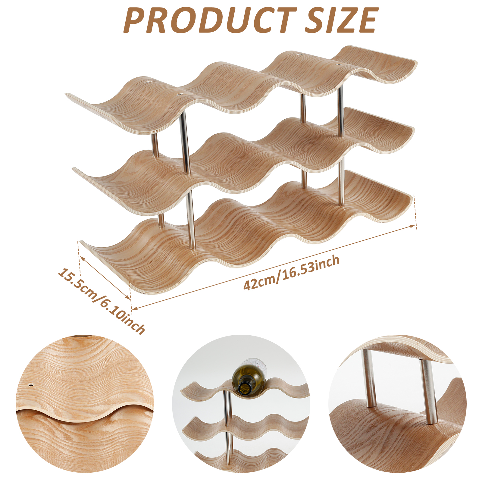 2/3-Tier Wooden Wine Rack Wavy - Home Bar And Cabinet incelemesi ve fiyatı