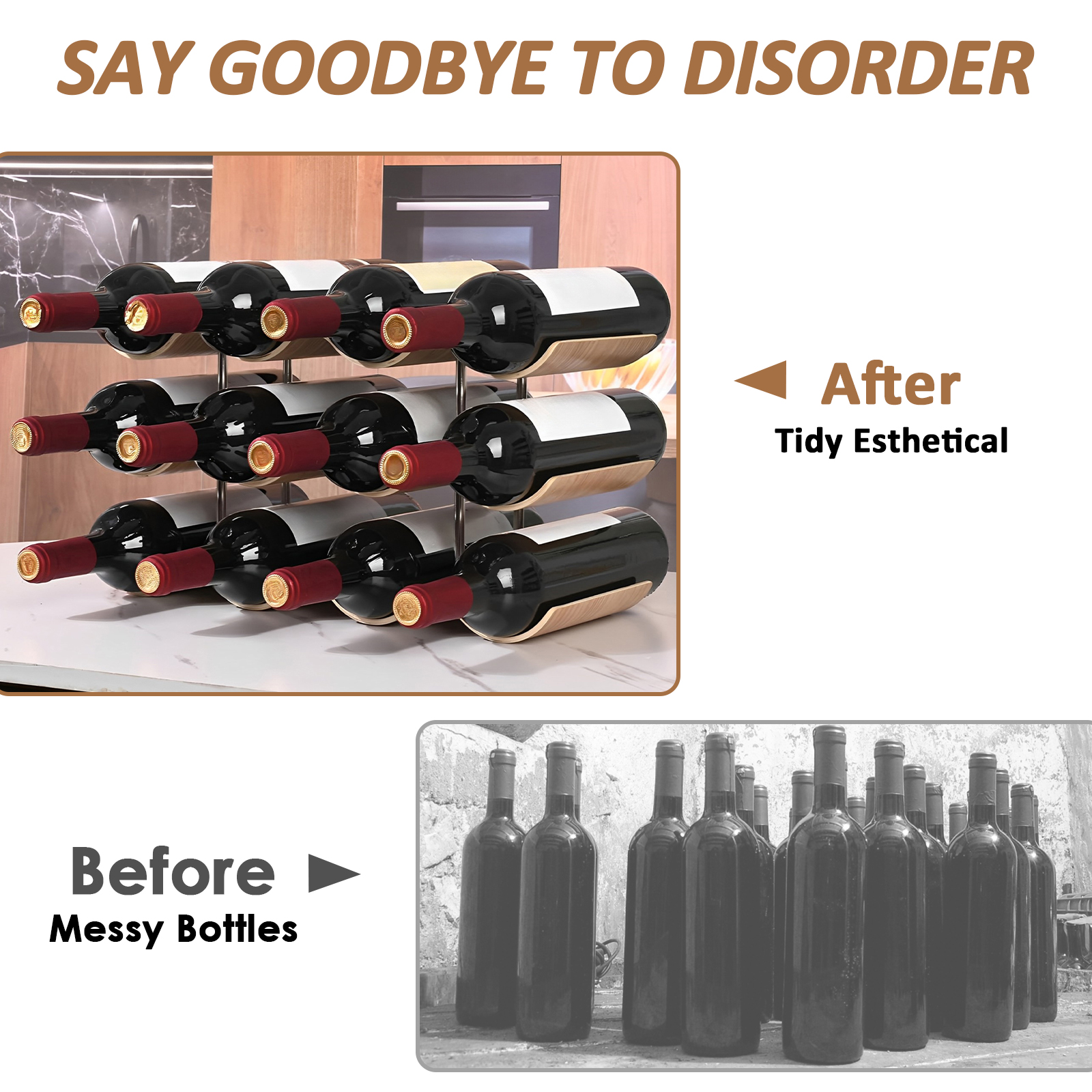 2/3-Tier Wooden Wine Rack Wavy - Home Bar And Cabinet incelemesi ve fiyatı