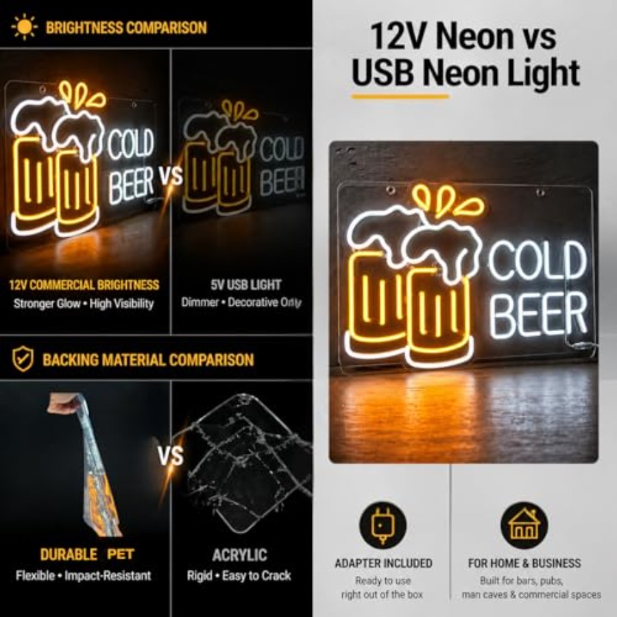 Cold Beer Neon Sign for Busine - Home Bar Signs incelemesi ve fiyatı