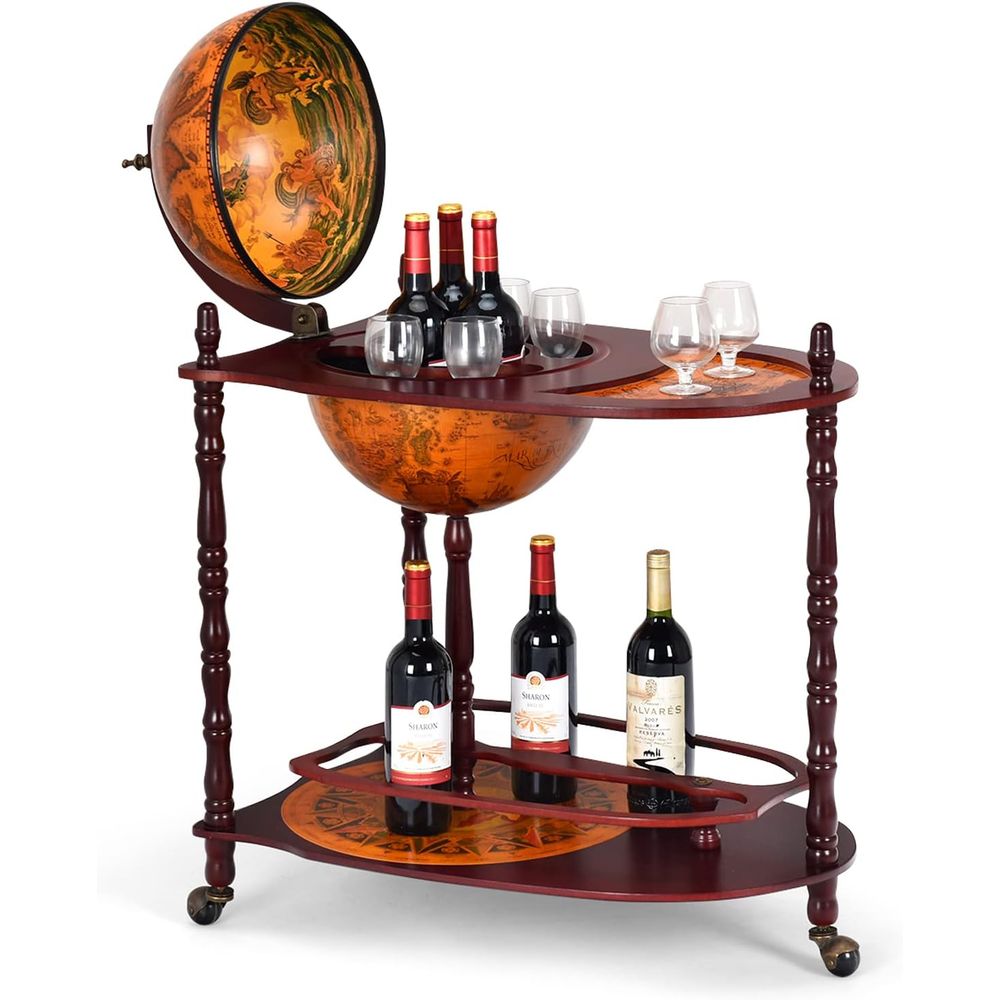 Vintage 34.5 Wheeled Globe Bar - Home Bar Shelves incelemesi ve fiyatı
