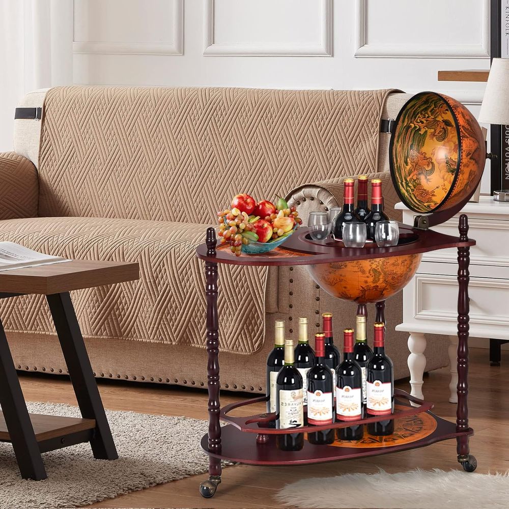 Vintage 34.5 Wheeled Globe Bar - Home Bar Shelves incelemesi ve fiyatı