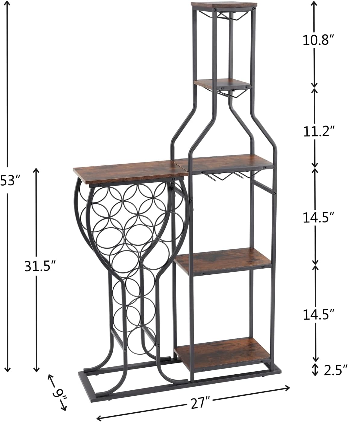 5-Tier Wine Rack Freestanding  - Home Bar And Cabinet incelemesi ve fiyatı
