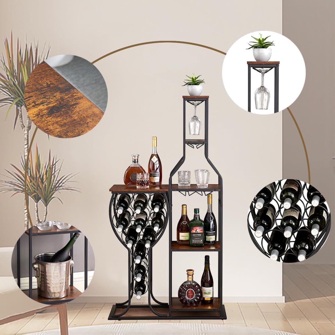 5-Tier Wine Rack Freestanding  - Home Bar And Cabinet incelemesi ve fiyatı