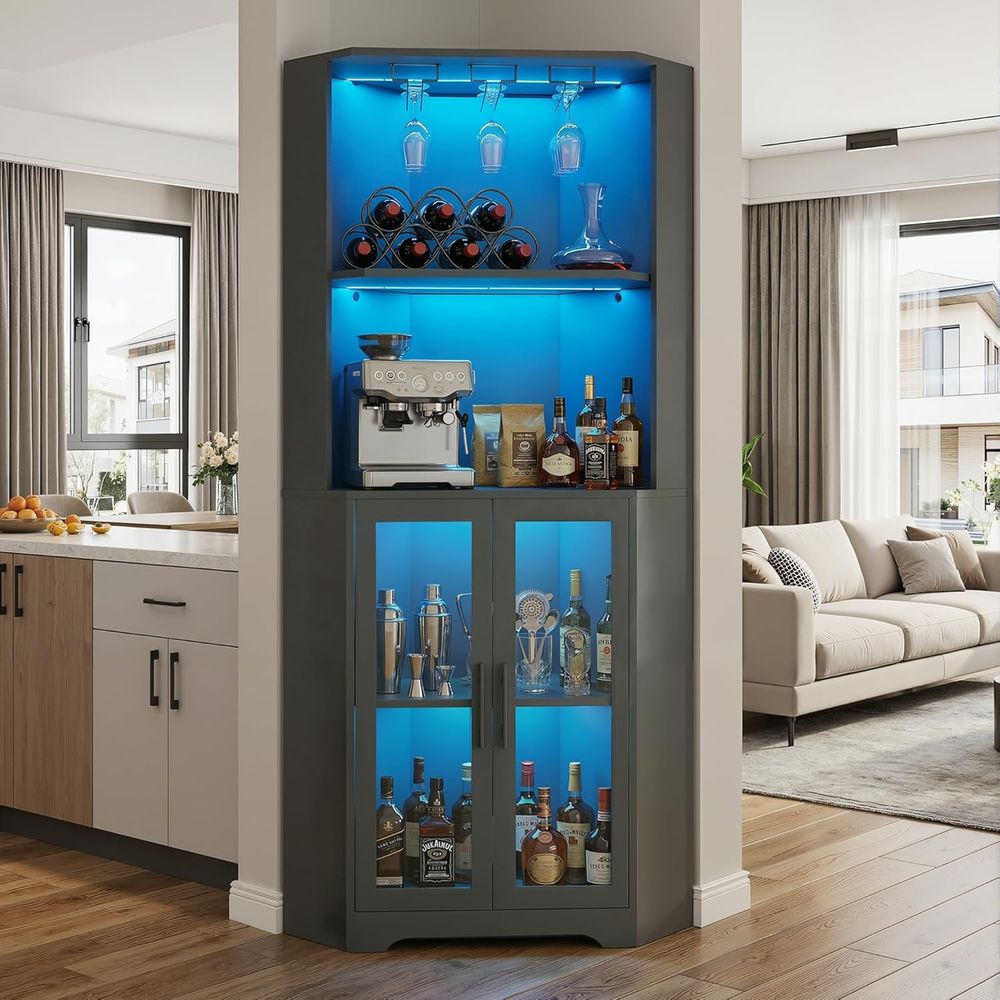 65 Tall LED-Illuminated Bar Ca - Home Bar And Cabinet incelemesi ve fiyatı