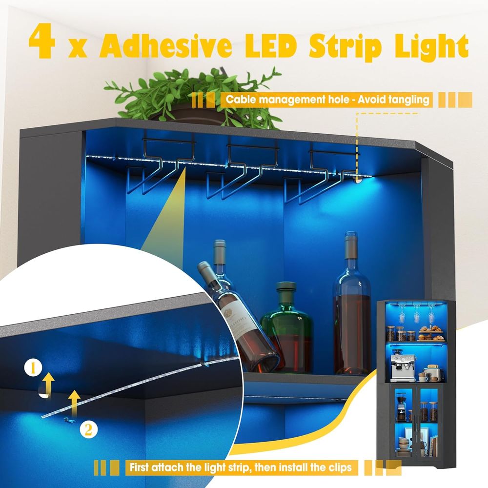 65 Tall LED-Illuminated Bar Ca - Home Bar And Cabinet incelemesi ve fiyatı
