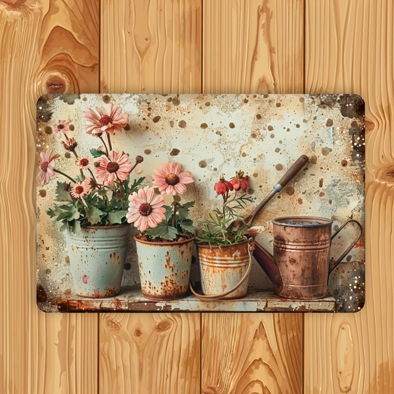 Vintage Floral Metal Tin Sign  - Home Bar And Restaurant incelemesi ve fiyatı