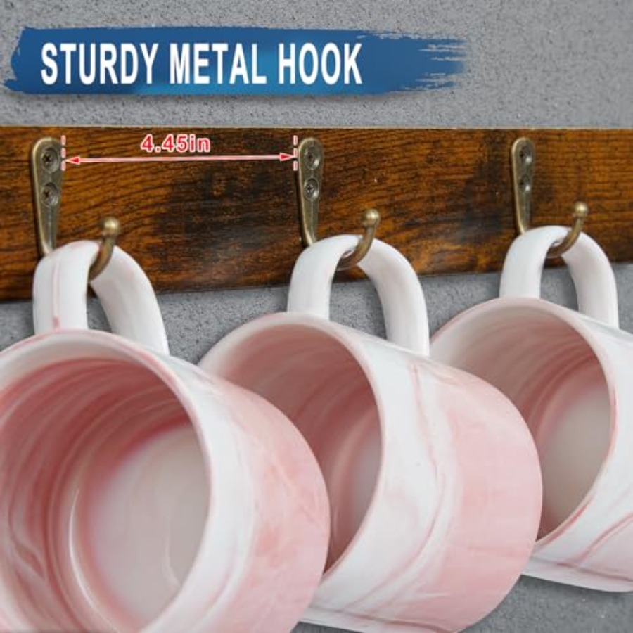 Rustic Wood Coffee Mug Rack -  - Home Bar Shelves incelemesi ve fiyatı