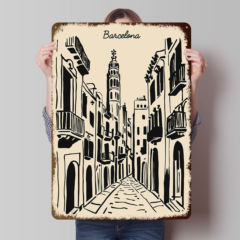 Barcelona Street Metal Poster  - Home Barcelona incelemesi ve fiyatı