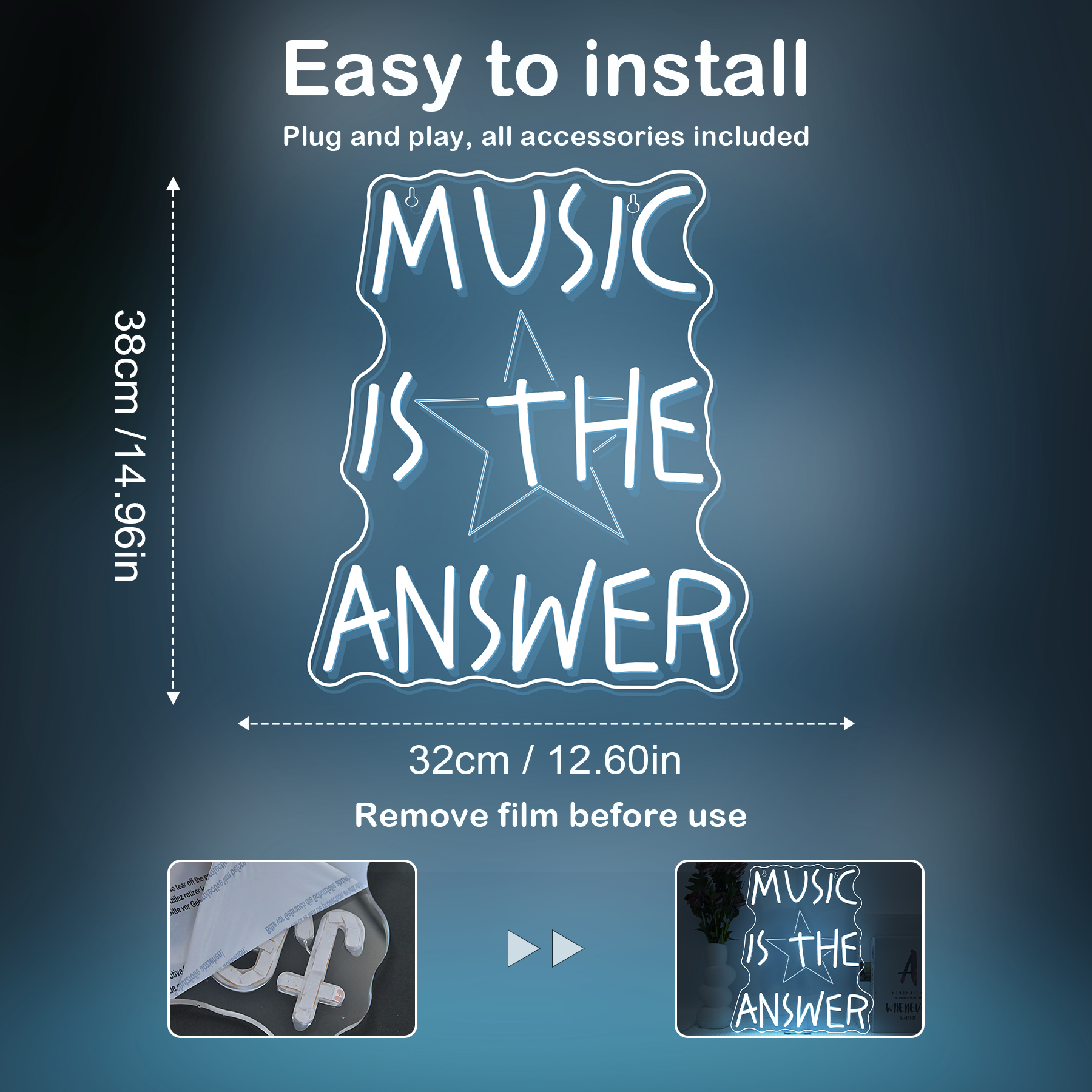 Music Is The Answer Neon Sign  - Home Bar Word incelemesi ve fiyatı