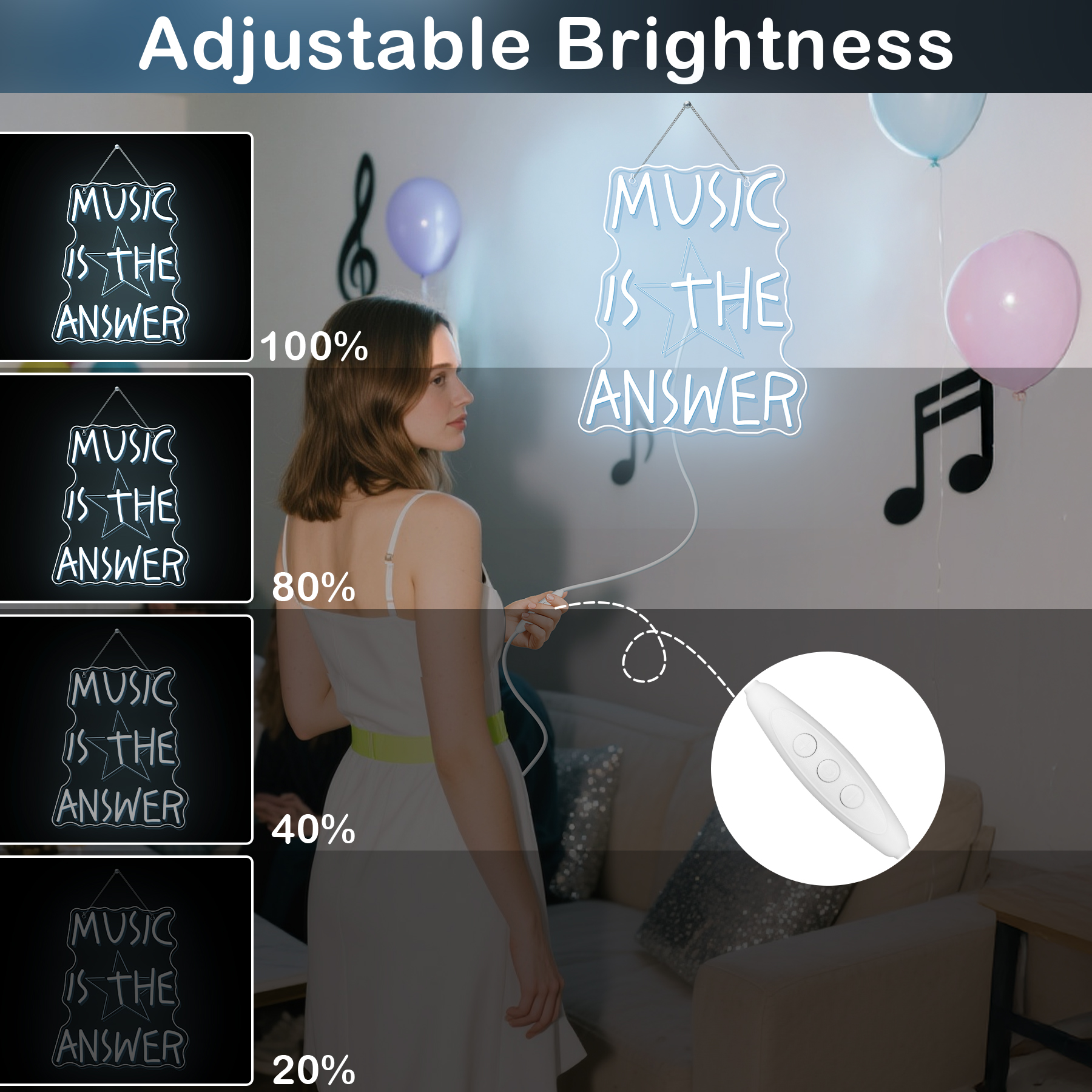 Music Is The Answer Neon Sign  - Home Bar Word incelemesi ve fiyatı