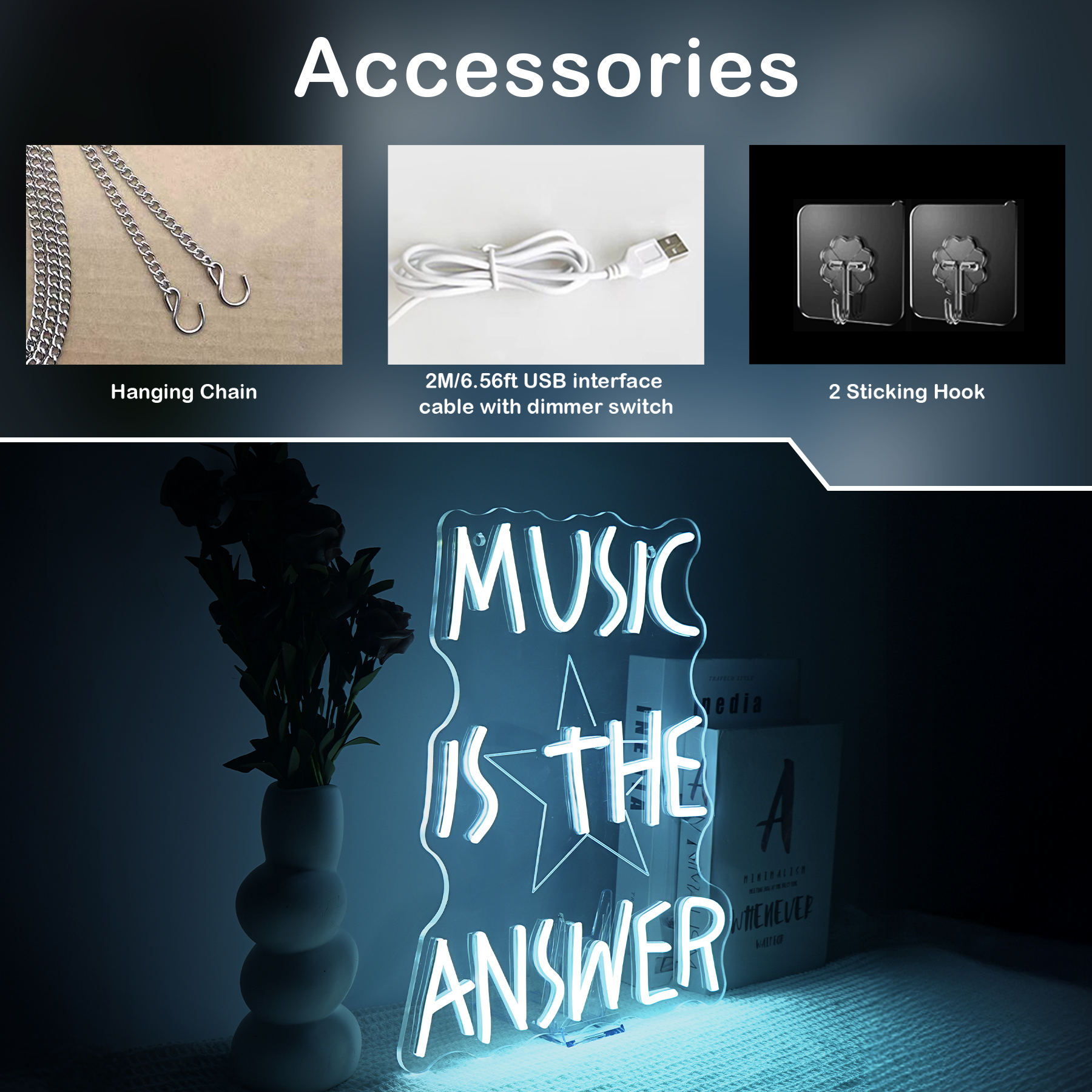 Music Is The Answer Neon Sign  - Home Bar Word incelemesi ve fiyatı