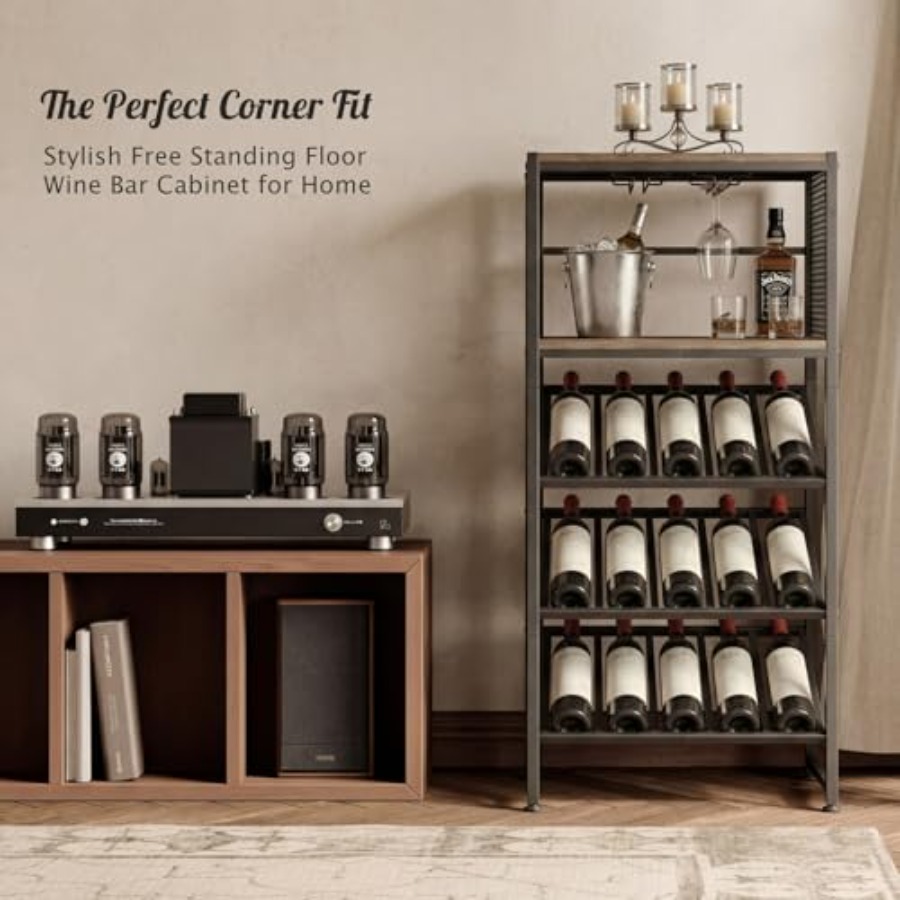 Corner Wine Rack with Glass Ho - Home Bar Shelves incelemesi ve fiyatı