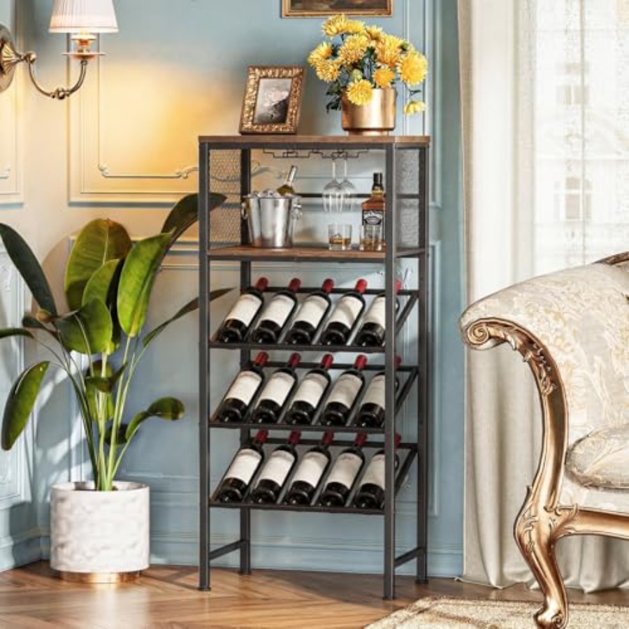 Corner Wine Rack with Glass Ho - Home Bar Shelves incelemesi ve fiyatı