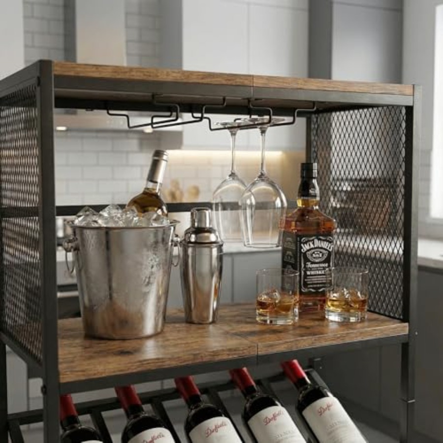 Corner Wine Rack with Glass Ho - Home Bar Shelves incelemesi ve fiyatı