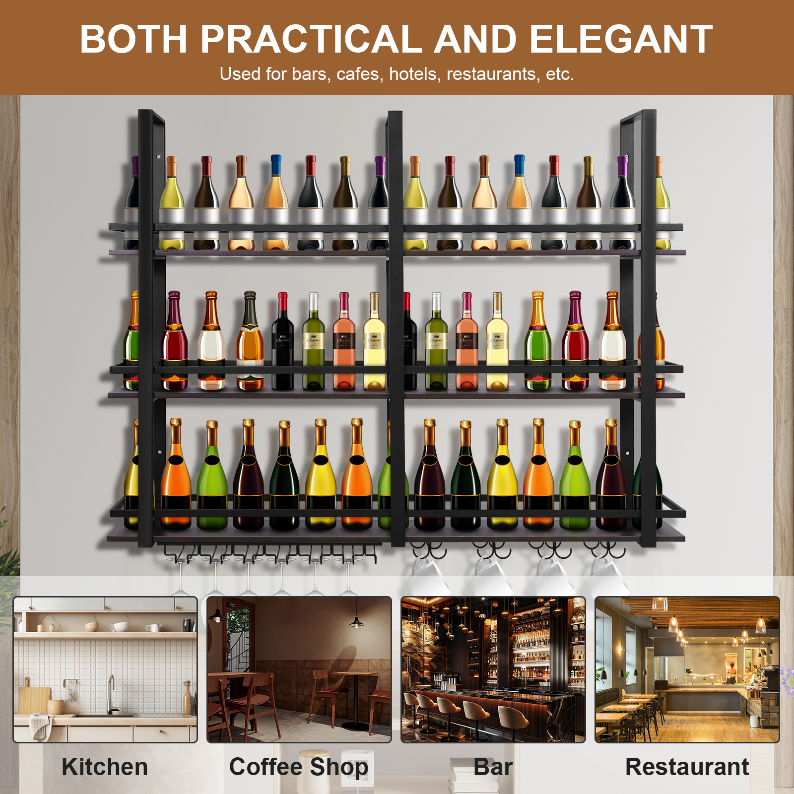3Tier Wall Mounted Wine Rack B - Home Bar Shelves incelemesi ve fiyatı