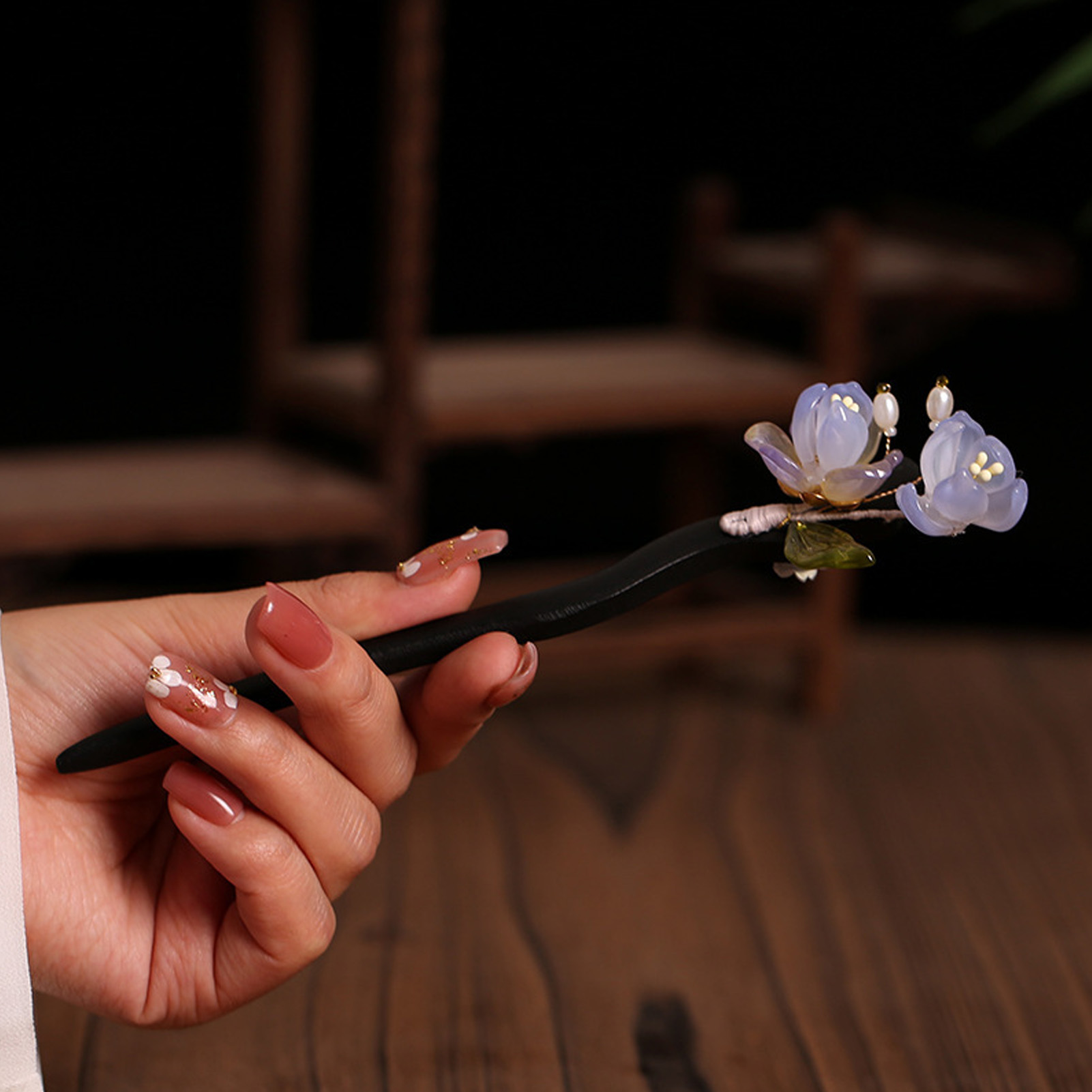 Vintage Wooden Flower Hairpin  - Old Fashioned Glass incelemesi ve fiyatı