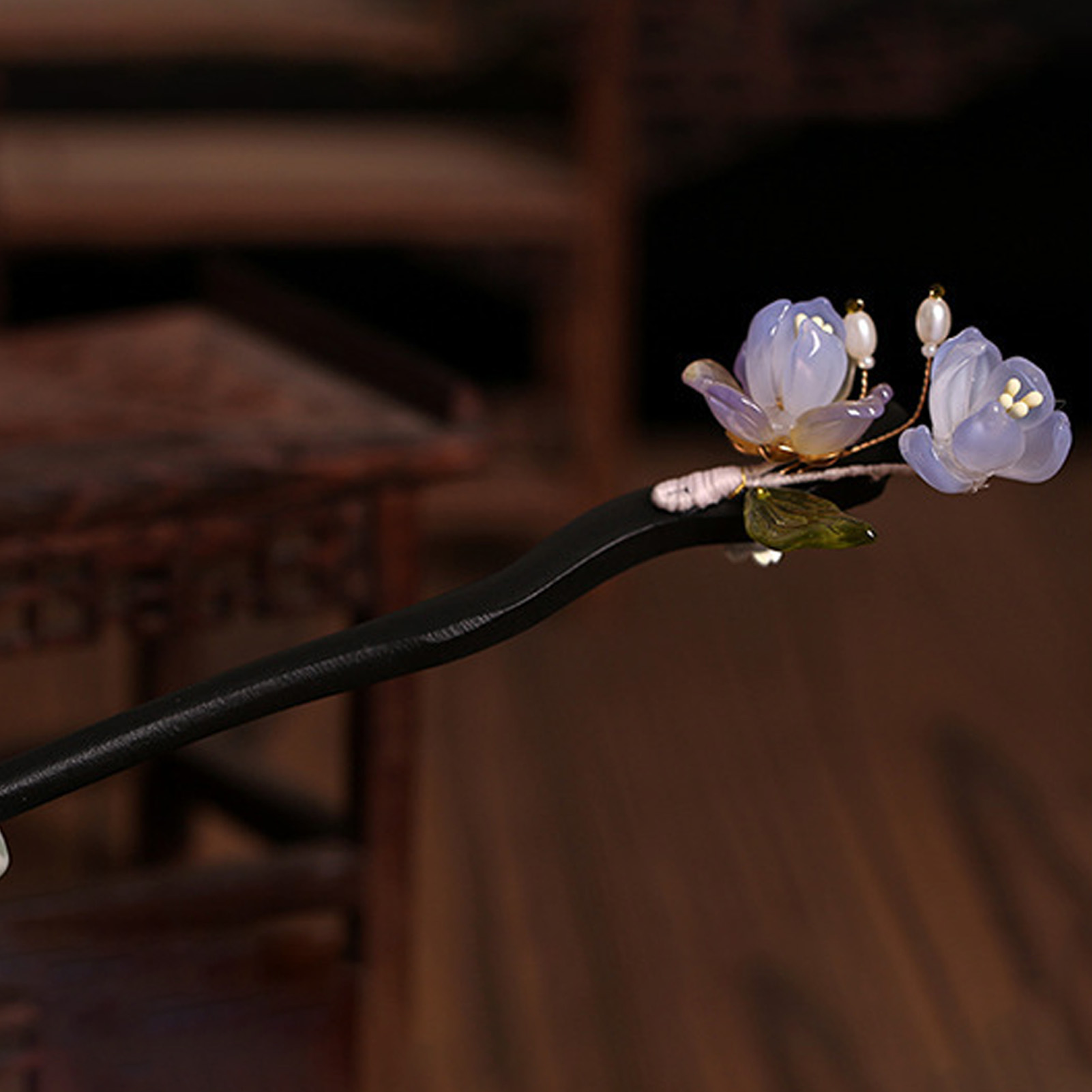 Vintage Wooden Flower Hairpin  - Old Fashioned Glass incelemesi ve fiyatı
